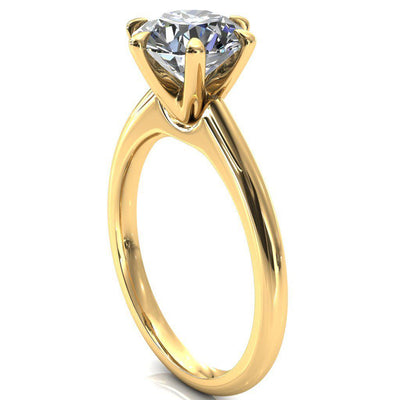 Hennie Round Center Stone 6 Claw Prong High Shoulder Solitaire Ring