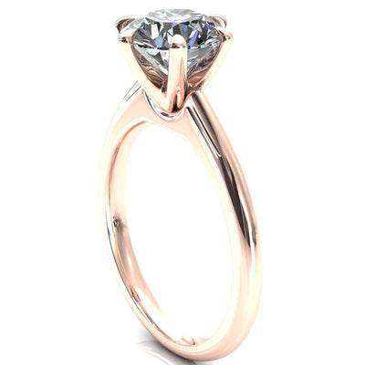 Hennie Round Lab-Grown Diamond Center Stone 6 Claw Prong High Shoulder Solitaire Ring