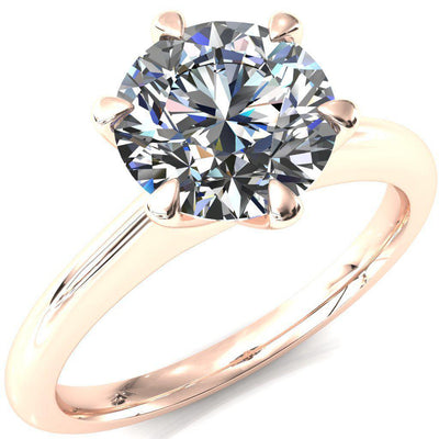 Hennie Round Center Stone 6 Claw Prong High Shoulder Solitaire Ring