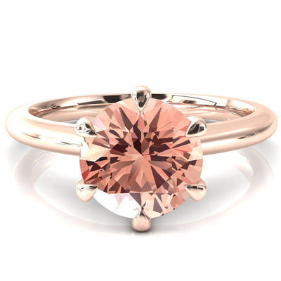 Hennie Round Champagne Sapphire 6 Claw Prong High Shoulder Solitaire Ring-FIRE & BRILLIANCE