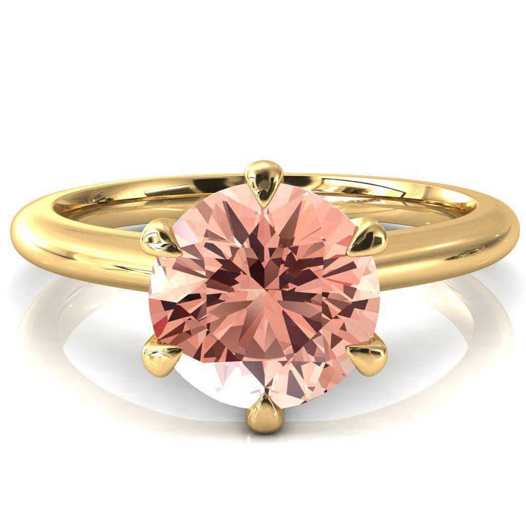 Hennie Round Champagne Sapphire 6 Claw Prong High Shoulder Solitaire Ring-FIRE & BRILLIANCE