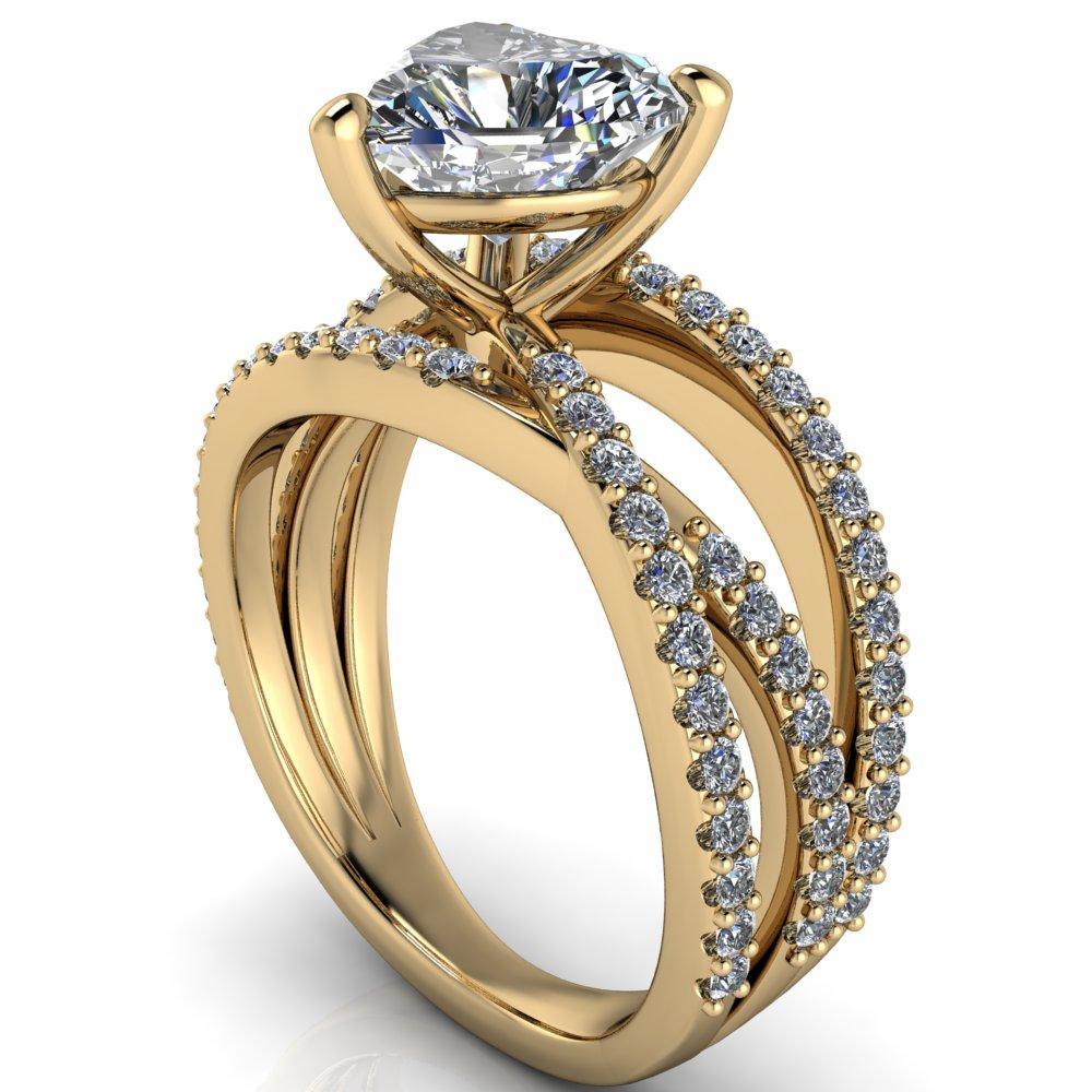 Hera Heart Moissanite 3 Prong Cross Split Shank Diamond Ring-Custom-Made Jewelry-Fire & Brilliance ®