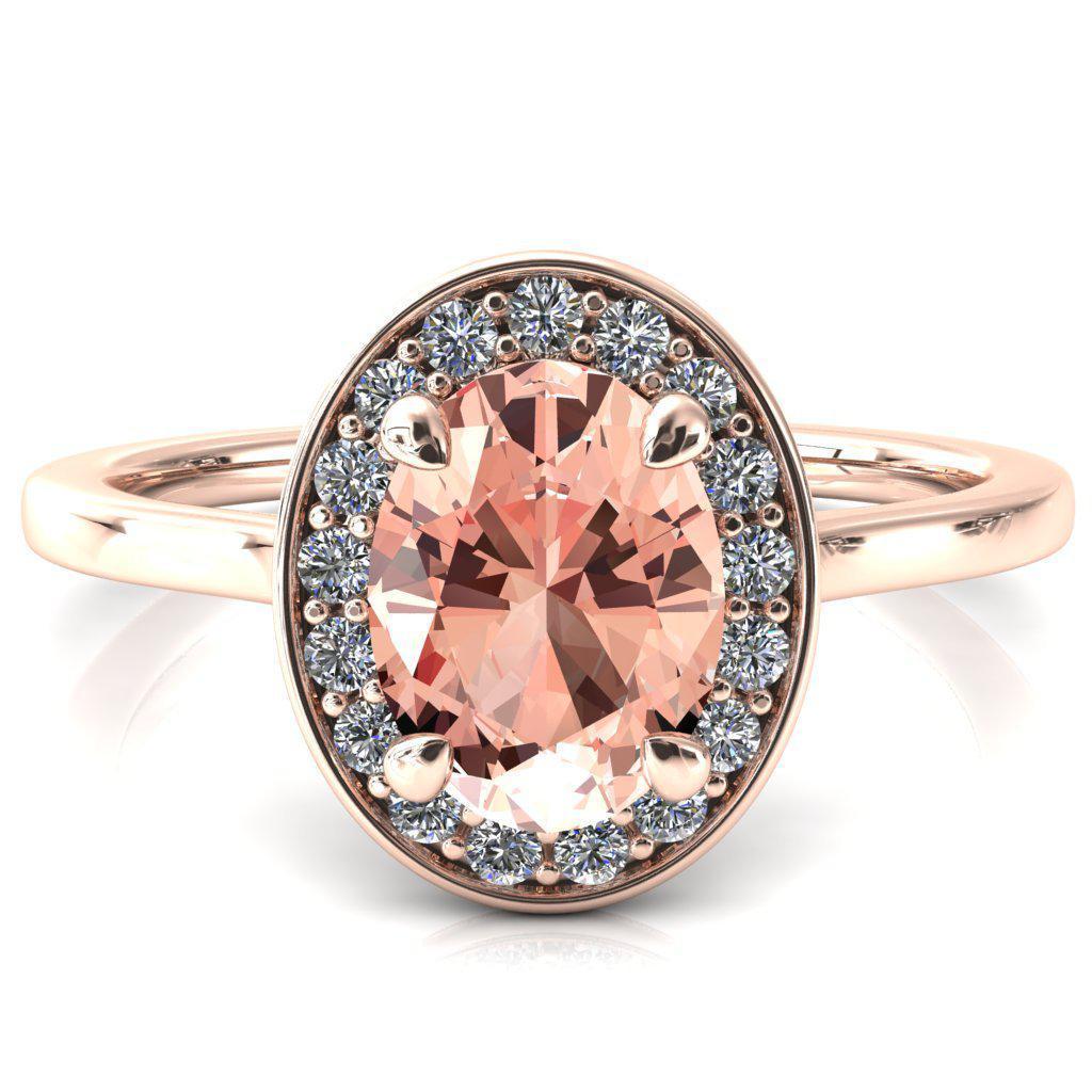 Holly Oval Champagne Sapphire 4 Prong Pinpoint Floating Halo Scalloped Cathedral Ring-FIRE & BRILLIANCE