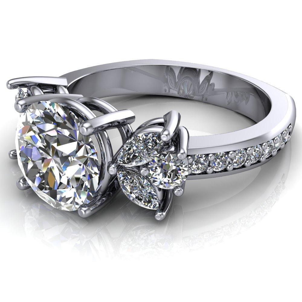 Hudson Round Moissanite Multi-Stone Diamond Side Engagement Ring-Custom-Made Jewelry-Fire & Brilliance ®