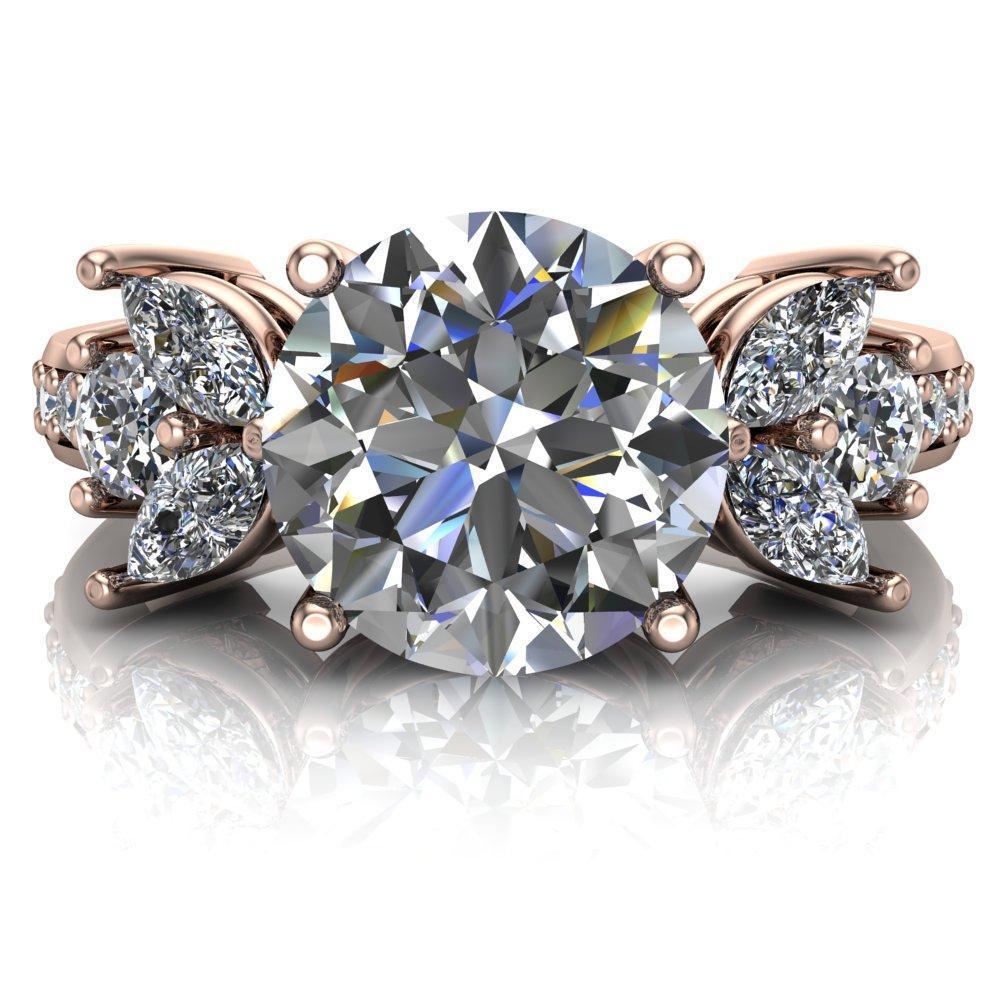 Hudson Round Moissanite Multi-Stone Diamond Side Engagement Ring-Custom-Made Jewelry-Fire & Brilliance ®