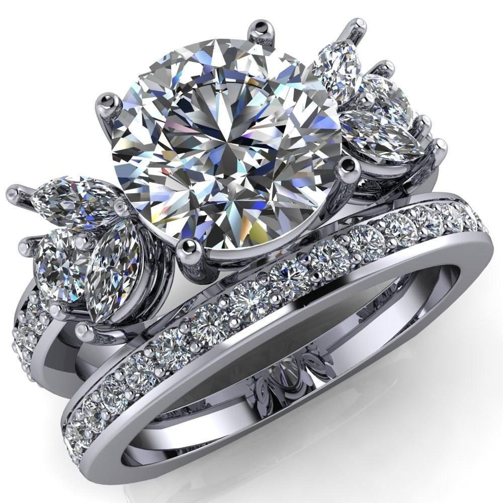 Hudson Round Moissanite Multi-Stone Diamond Side Engagement Ring-Custom-Made Jewelry-Fire & Brilliance ®