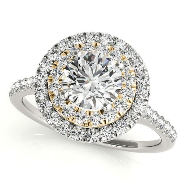 Ida Round Moissanite Two Tone Double Halo Engagement Ring-Custom-Made Jewelry-Fire & Brilliance ®