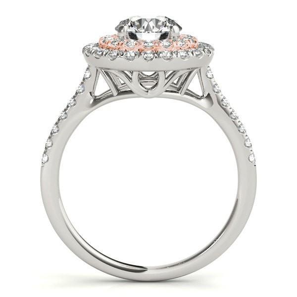 Ida Round Moissanite Two Tone Double Halo Engagement Ring-Custom-Made Jewelry-Fire & Brilliance ®