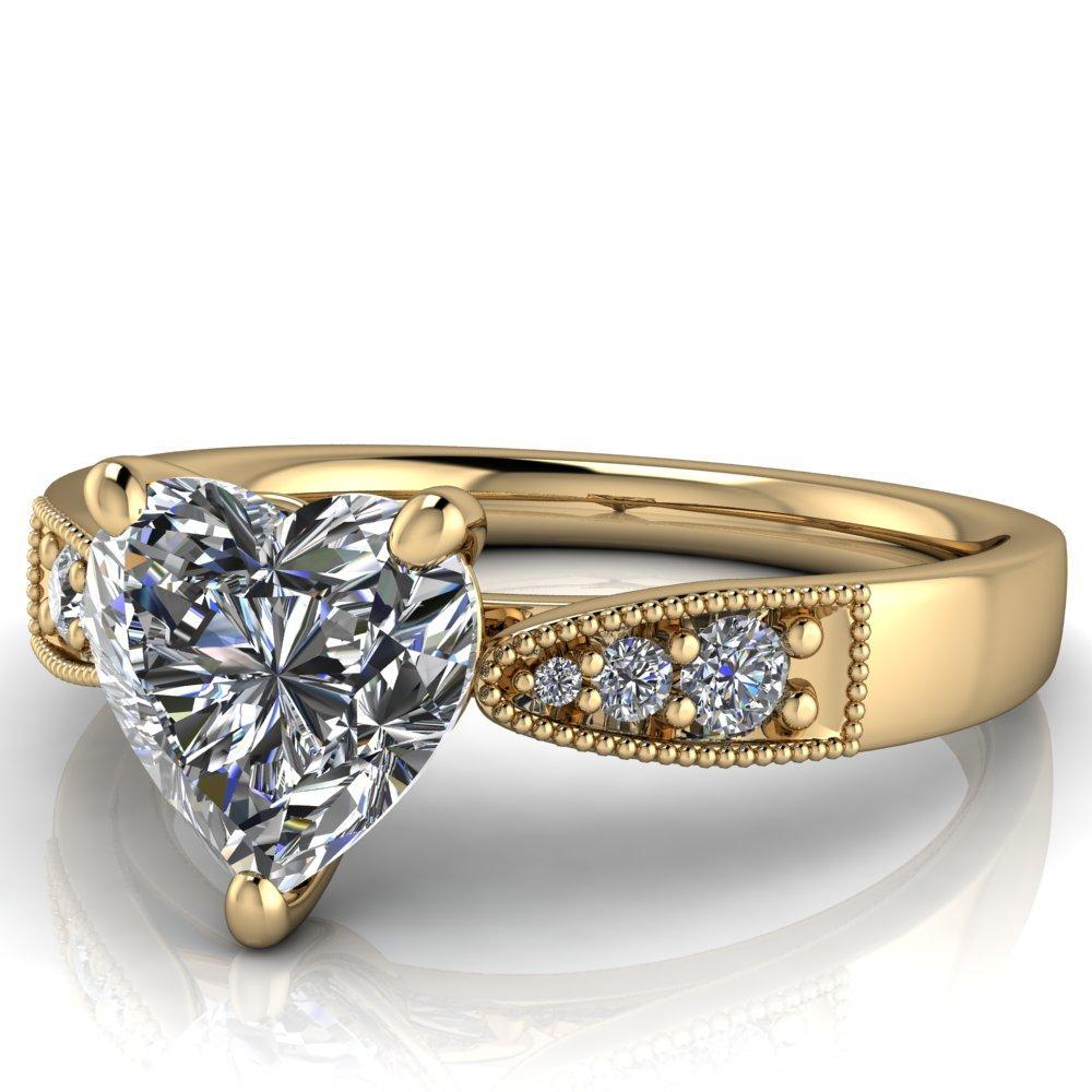 Imogen Heart Moissanite 4 Prong Diamond Shoulder Engagement Ring-Custom-Made Jewelry-Fire & Brilliance ®