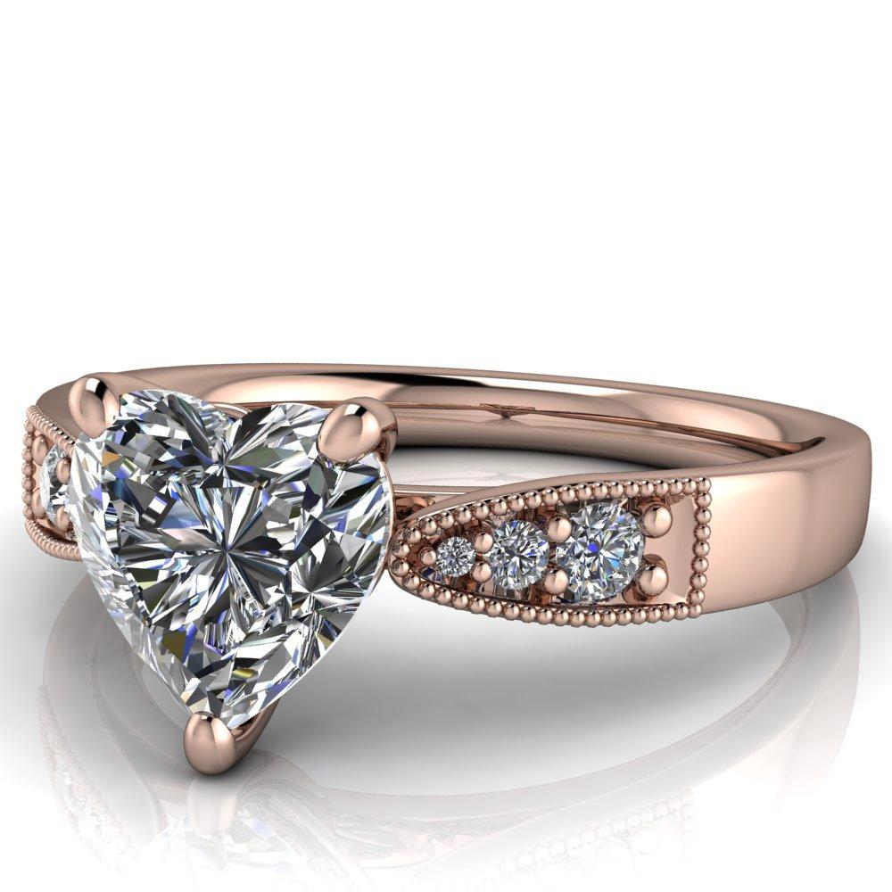 Imogen Heart Moissanite 4 Prong Diamond Shoulder Engagement Ring-Custom-Made Jewelry-Fire & Brilliance ®