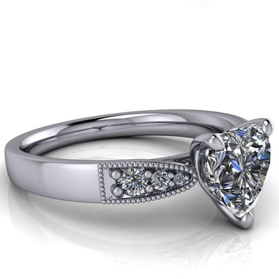 Imogen Heart Moissanite 4 Prong Diamond Shoulder Engagement Ring-Custom-Made Jewelry-Fire & Brilliance ®