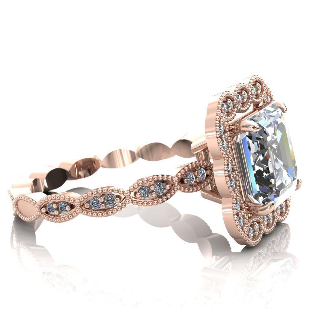 Ingrid Asscher Moissanite Calysta Halo Ring-Custom-Made Jewelry-Fire & Brilliance ®