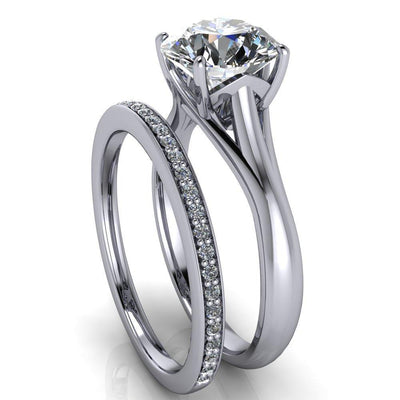 Insignia Round Moissanite 4 Prong Split Shank Engagement Ring-Custom-Made Jewelry-Fire & Brilliance ®