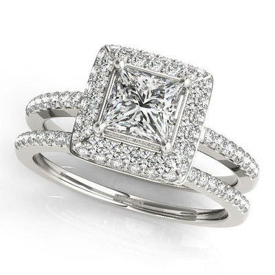 Ira Princess/Square Moissanite Halo Engagement Ring-Custom-Made Jewelry-Fire & Brilliance ®