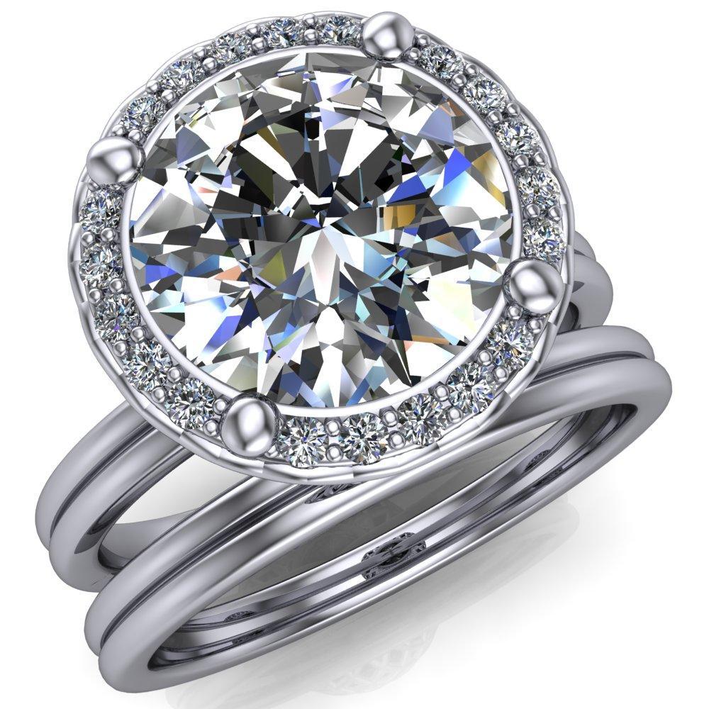 Ivy Round Moissanite Intertwined Love Basket Halo Diamond Ring-Custom-Made Jewelry-Fire & Brilliance ®