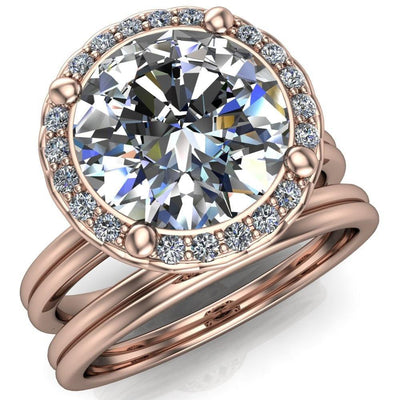 Ivy Round Moissanite Intertwined Love Basket Halo Diamond Ring-Custom-Made Jewelry-Fire & Brilliance ®
