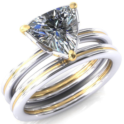 Izabel Trillion Moissanite 3 Prong Engagement Ring-Custom-Made Jewelry-Fire & Brilliance ®