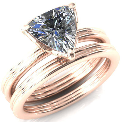 Izabel Trillion Moissanite 3 Prong Engagement Ring-Custom-Made Jewelry-Fire & Brilliance ®