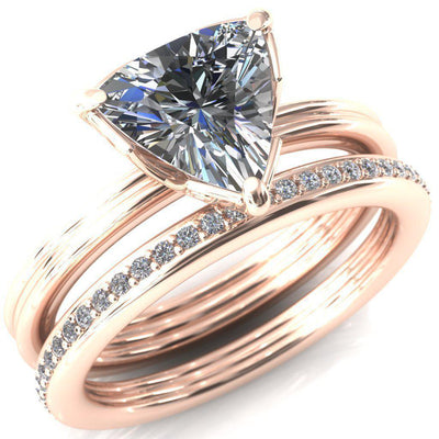 Izabel Trillion Moissanite 3 Prong Engagement Ring-Custom-Made Jewelry-Fire & Brilliance ®