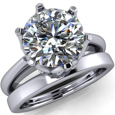 Jada Round Moissanite 6 Prong Royal Diamond Crown Solitaire Ring-Custom-Made Jewelry-Fire & Brilliance ®