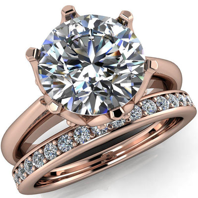 Jada Round Moissanite 6 Prong Royal Diamond Crown Solitaire Ring-Custom-Made Jewelry-Fire & Brilliance ®