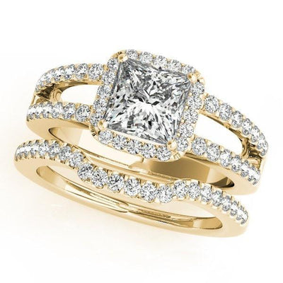 Jane Princess/Square Moissanite Split Shank Halo Engagement Ring-Custom-Made Jewelry-Fire & Brilliance ®
