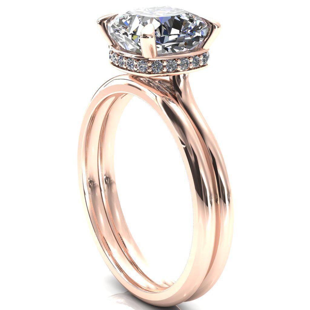 Janey Cushion Moissanite 4 Prongs Claw Floating Halo Inverted Cathedral Ring-FIRE & BRILLIANCE