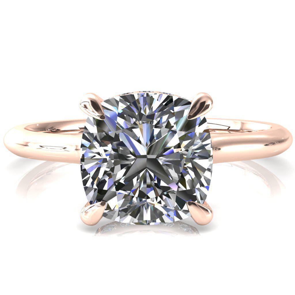 Janey Cushion Moissanite 4 Prongs Claw Floating Halo Inverted Cathedral Ring-FIRE & BRILLIANCE
