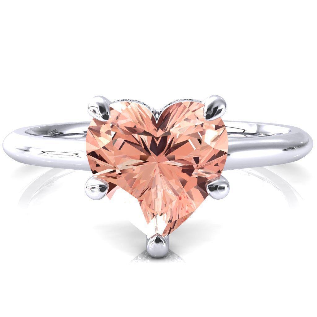 Janey Heart Champagne Sapphire 5 Prongs Claw Floating Halo Inverted Cathedral Ring-FIRE & BRILLIANCE
