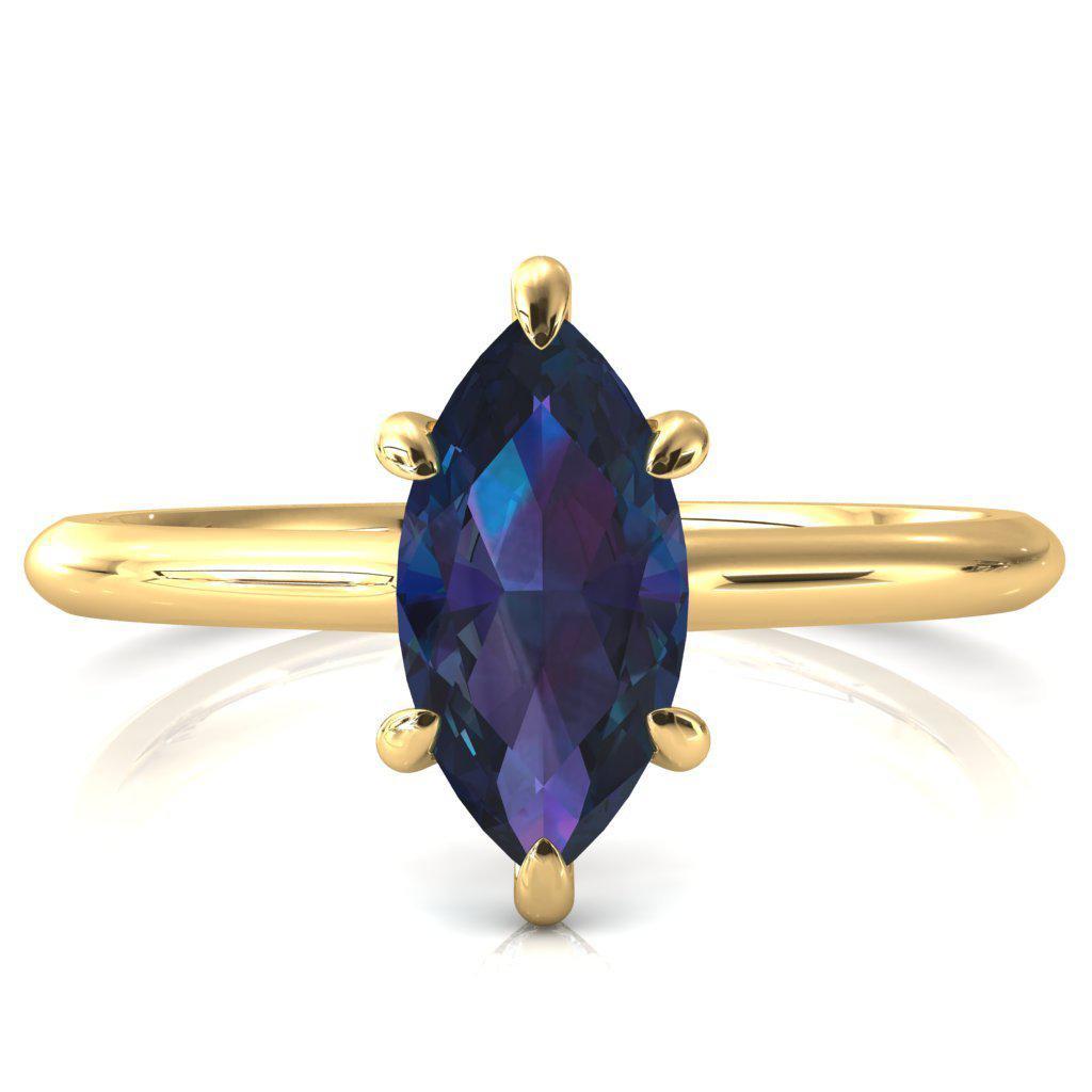 Janey Marquise Alexandrite 6 Prongs Claw Floating Halo Inverted Cathedral Ring-FIRE & BRILLIANCE