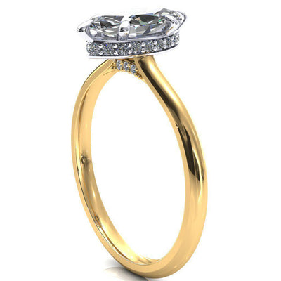 Janey Marquise Moissanite 6 Prongs Claw Floating Halo Inverted Cathedral Ring-FIRE & BRILLIANCE