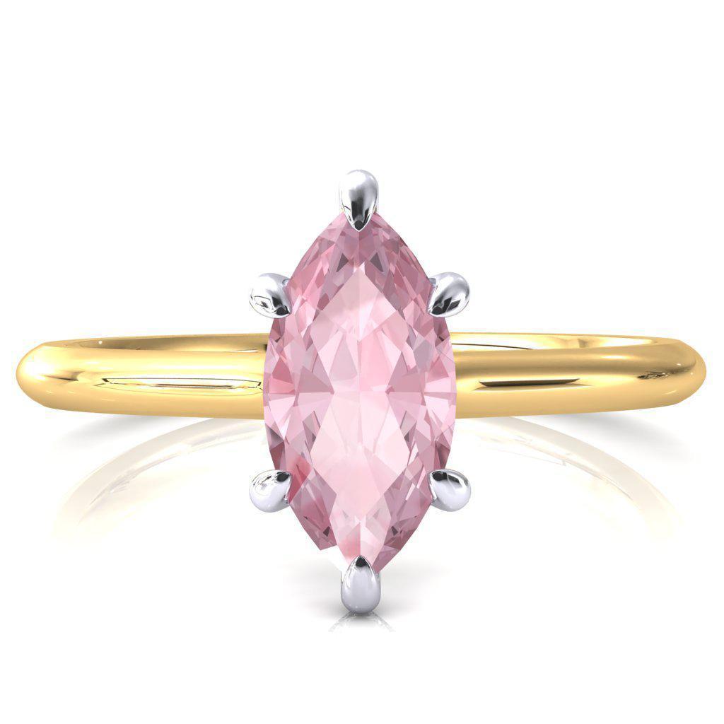 Janey Marquise Pink Sapphire 6 Prongs Claw Floating Halo Inverted Cathedral Ring-FIRE & BRILLIANCE