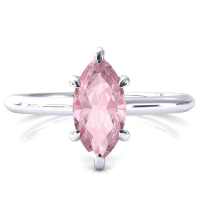 Janey Marquise Pink Sapphire 6 Prongs Claw Floating Halo Inverted Cathedral Ring-FIRE & BRILLIANCE
