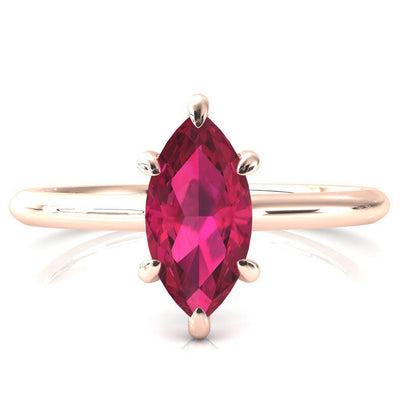 Janey Marquise Ruby 6 Prongs Claw Floating Halo Inverted Cathedral Ring-FIRE & BRILLIANCE
