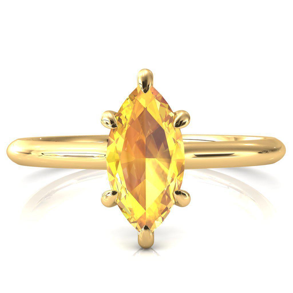 Janey Marquise Yellow Sapphire 6 Prongs Claw Floating Halo Inverted Cathedral Ring-FIRE & BRILLIANCE