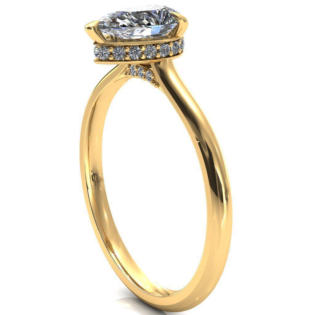 Janey Pear Moissanite 3 Prongs Claw Floating Halo Inverted Cathedral Ring-FIRE & BRILLIANCE