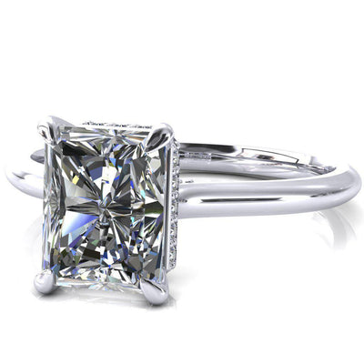 Janey Radiant Moissanite 4 Prongs Claw Floating Halo Inverted Cathedral Ring-FIRE & BRILLIANCE