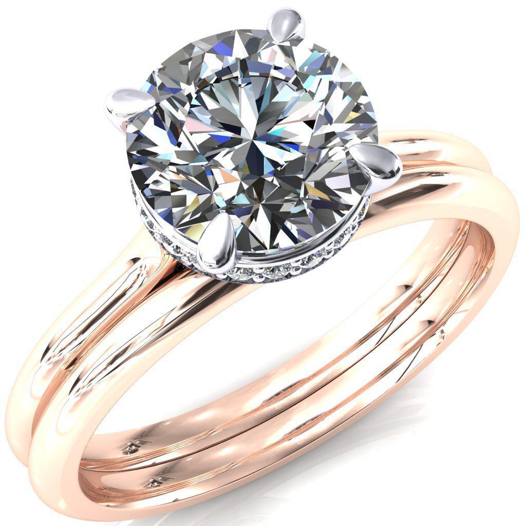 Janey Round Moissanite 4 Prongs Claw Floating Halo Inverted Cathedral Ring-FIRE & BRILLIANCE