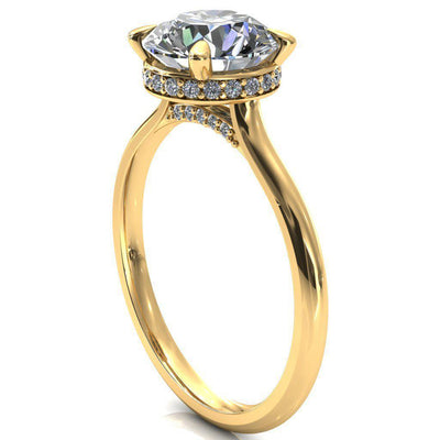 Janey Round Moissanite 4 Prongs Claw Floating Halo Inverted Cathedral Ring-FIRE & BRILLIANCE