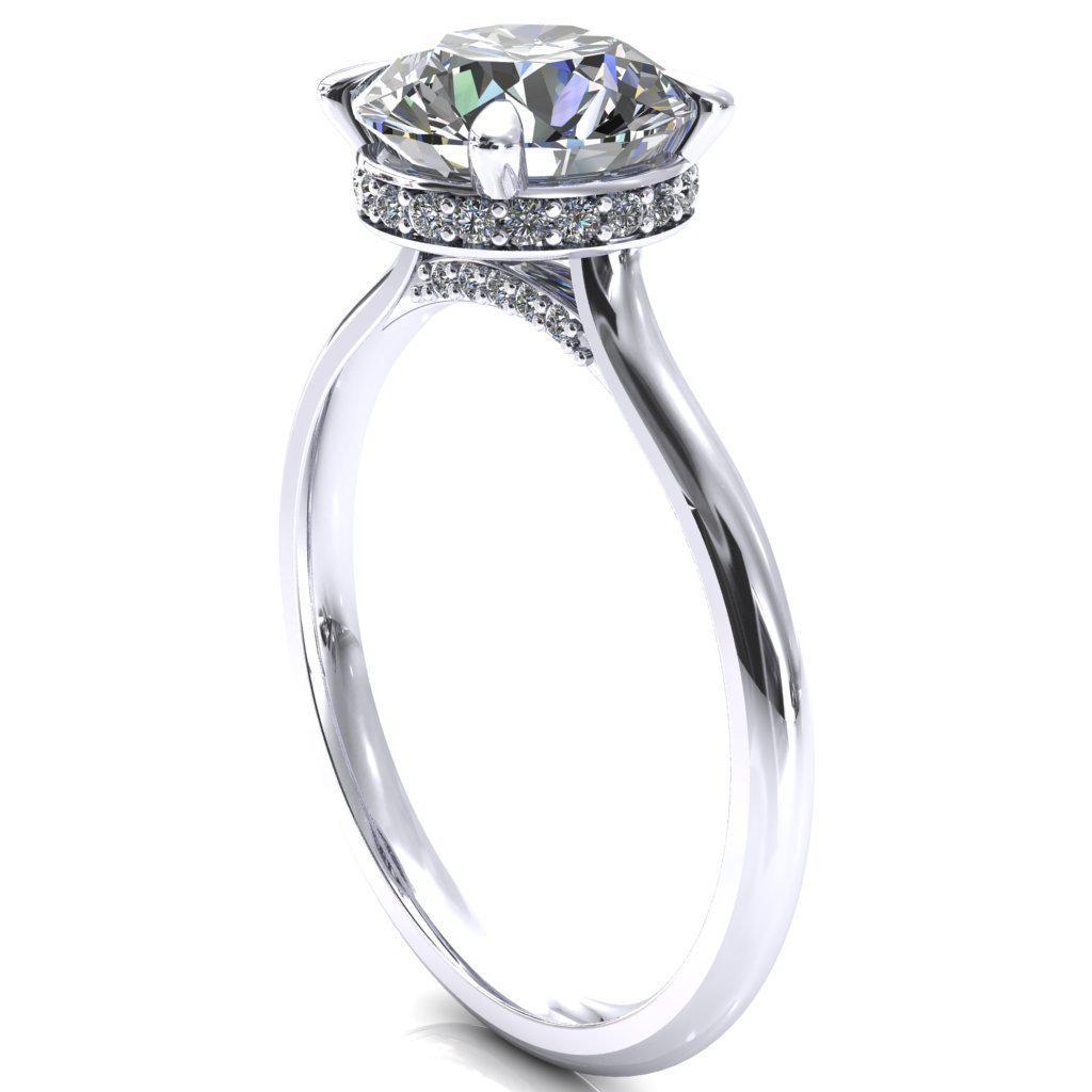 Janey Round Moissanite 4 Prongs Claw Floating Halo Inverted Cathedral Ring-FIRE & BRILLIANCE