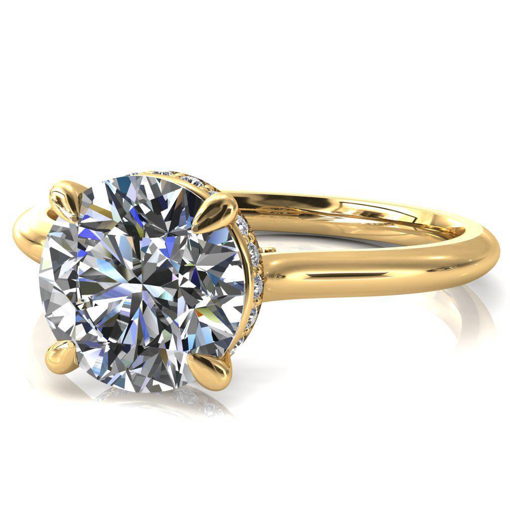 Janey Round Moissanite 4 Prongs Claw Floating Halo Inverted Cathedral Ring-FIRE & BRILLIANCE