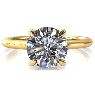 Janey Round Moissanite 4 Prongs Claw Floating Halo Inverted Cathedral Ring-FIRE & BRILLIANCE