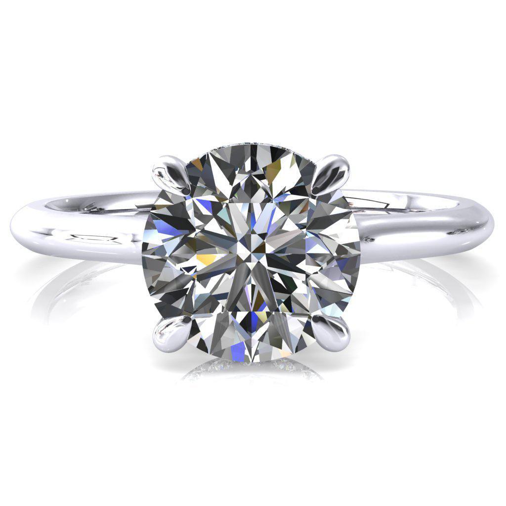 Janey Round Moissanite 4 Prongs Claw Floating Halo Inverted Cathedral Ring-FIRE & BRILLIANCE