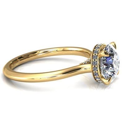 Janey Round Moissanite 4 Prongs Claw Floating Halo Inverted Cathedral Ring-FIRE & BRILLIANCE