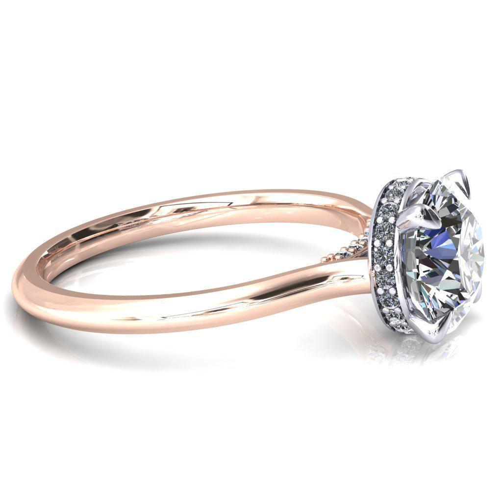 Janey Round Moissanite 4 Prongs Claw Floating Halo Inverted Cathedral Ring-FIRE & BRILLIANCE