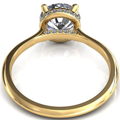 Janey Round Moissanite 4 Prongs Claw Floating Halo Inverted Cathedral Ring-FIRE & BRILLIANCE
