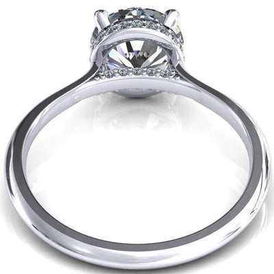 Janey Round Moissanite 4 Prongs Claw Floating Halo Inverted Cathedral Ring-FIRE & BRILLIANCE