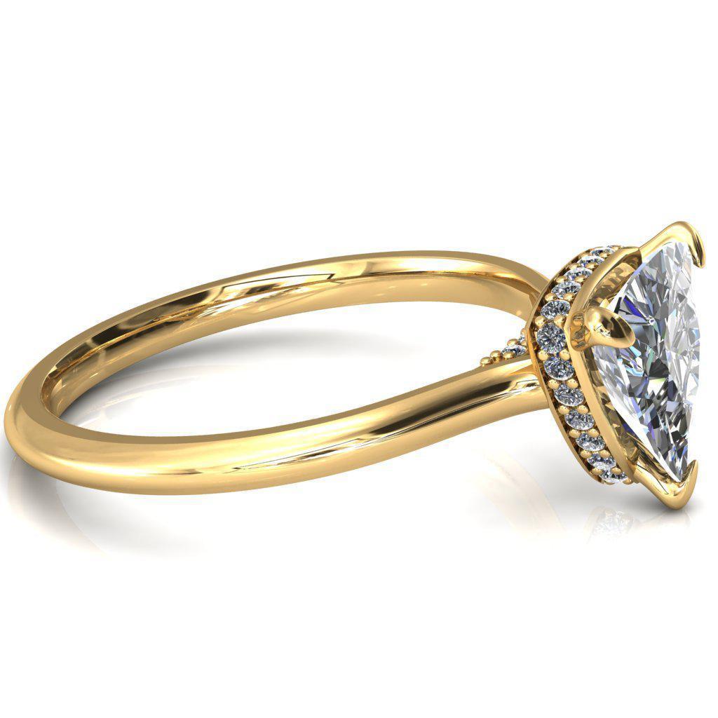 Janey Trillion Moissanite 3 Prongs Claw Floating Halo Inverted Cathedral Ring-FIRE & BRILLIANCE