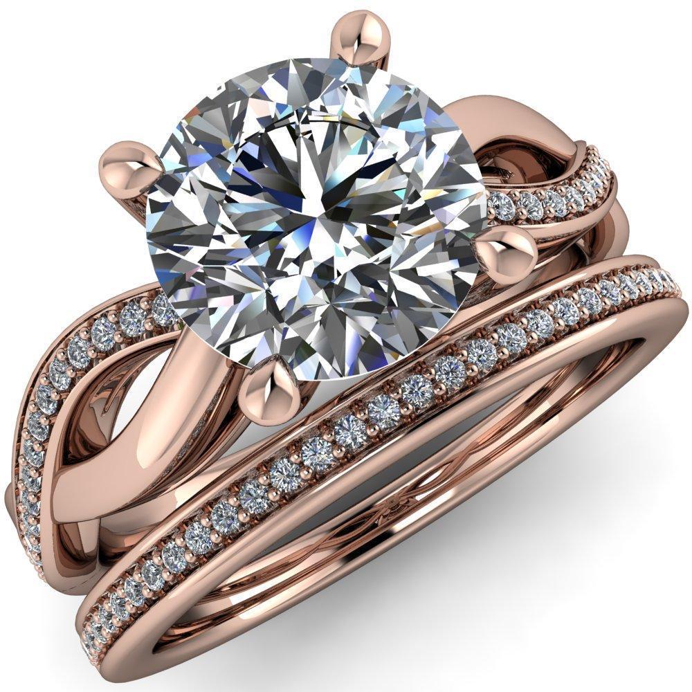 Janice Round Moissanite 4 Prong Half Infinite Accent Ring-Custom-Made Jewelry-Fire & Brilliance ®