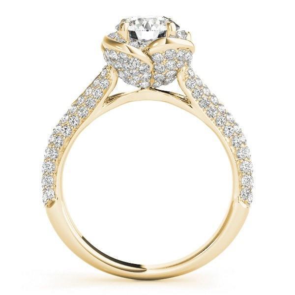Janine Round Moissanite Micro Pave Split Shank Halo Engagement Ring-Custom-Made Jewelry-Fire & Brilliance ®